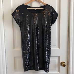 GARAGE | Black sequin shift cocktail party dress